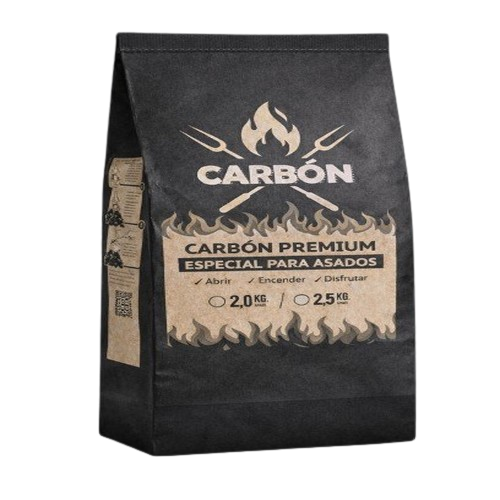 Bolsas de Papel Kraft para Carbón 2 - 2.5 kg - Modelo Negro
