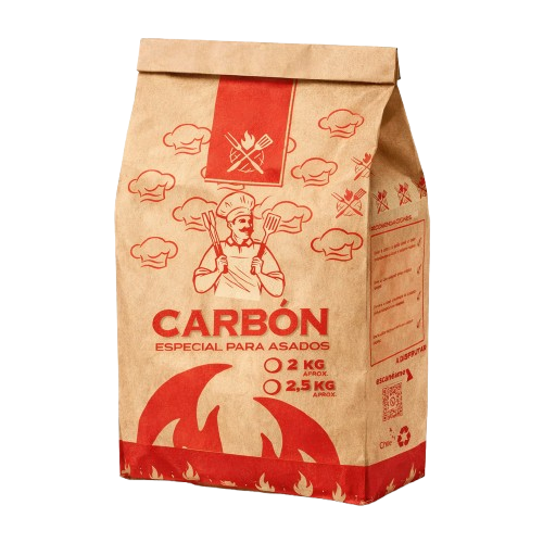 Bolsas de Papel Kraft para Carbón 2 - 2.5 kg - Modelo Rojo